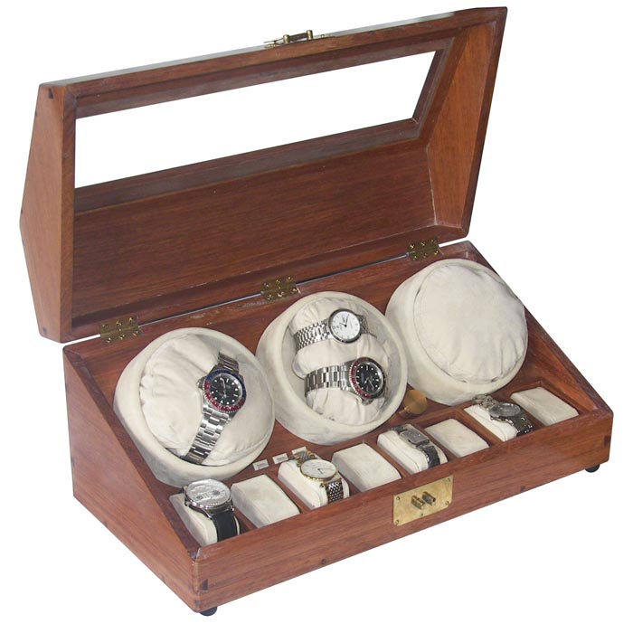 OEEA 3 or 6 Watch winder in rosewood with 8 watches storage