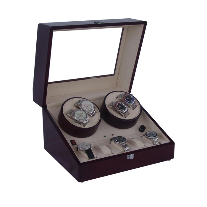 Quad watch winder with 6 watches case