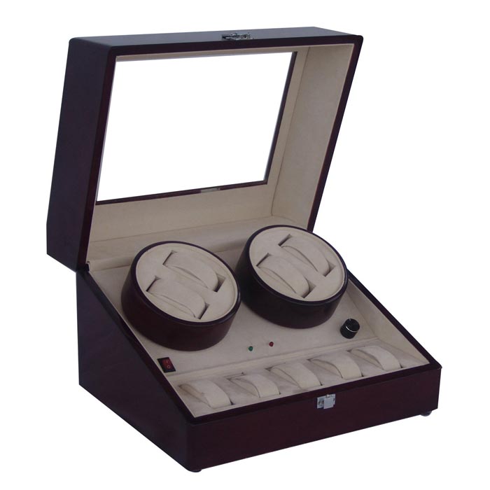 Quad watch winder with 6 watches case