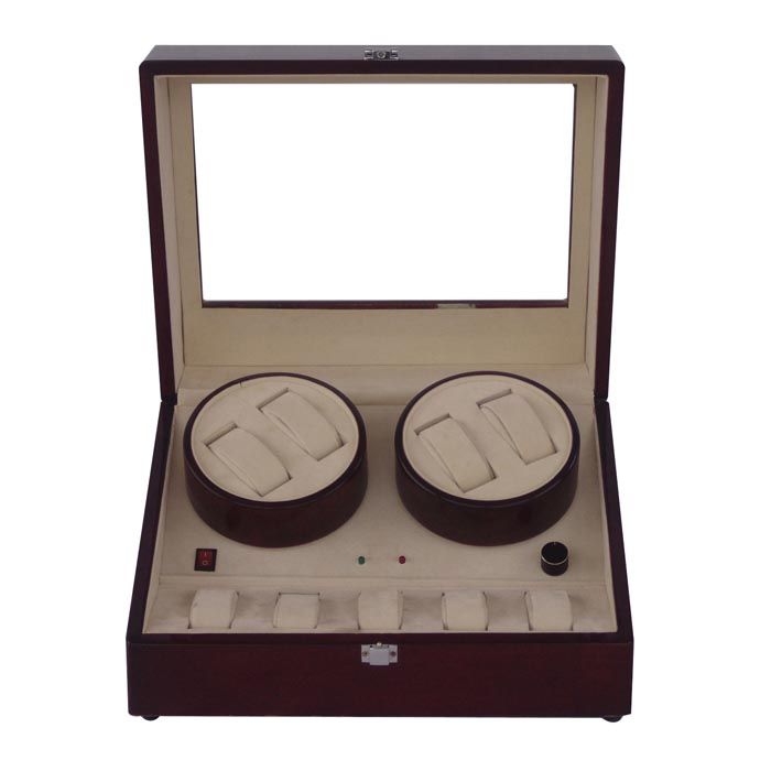 Quad watch winder with 6 watches case