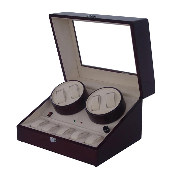 Quad watch winder with 6 watches case