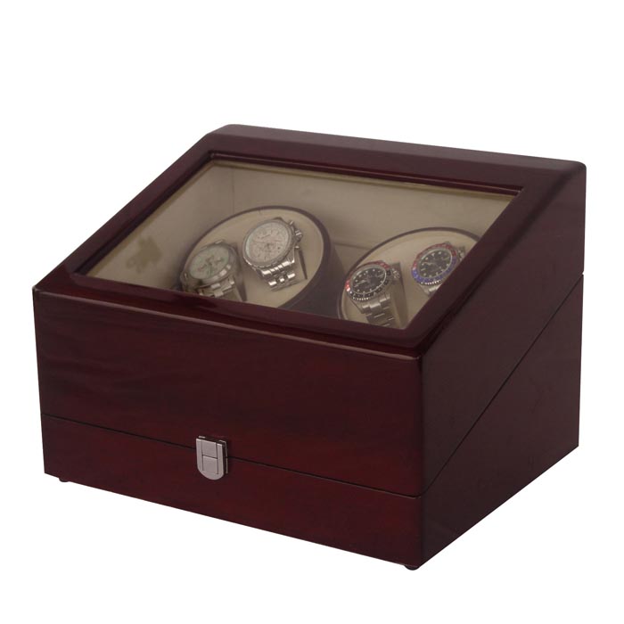 Quad watch winder with 6 watches case