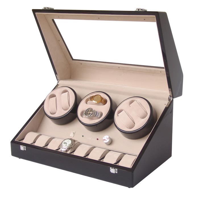 Six watch winders with 8 watch cases