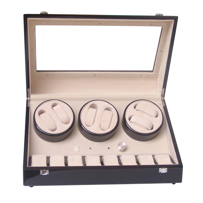 Six watch winders with 8 watch cases