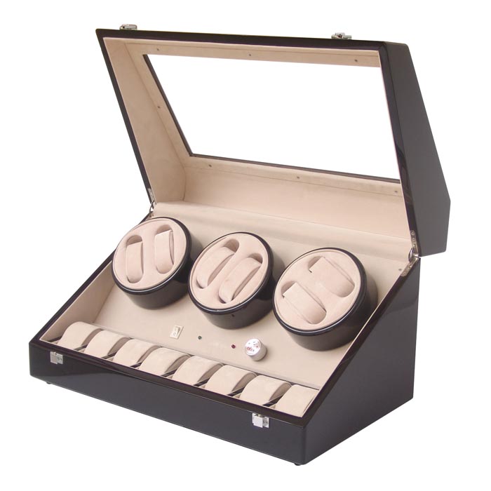 Six watch winders with 8 watch cases